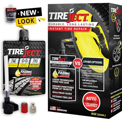 TireJect Automotive Sedan/Crossover/Truck 2-in-1 Tire Sealant & Bead Sealer Kit for tire repair of leaks and punctures - size: Sedan, Crossover, Small Truck