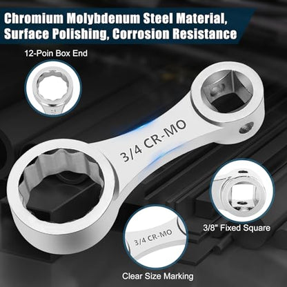 Torque Adapter Set SAE 12PCS, Includes 5/16", 3/8", 7/16", 1/2", 9/16", 5/8", 11/16", 3/4", 13/16", 7/8", 12 Point Box End Torque Wrench Extension Adapter 3/8" Drive, with 1/2" + 1/4" Drive Converters - size: SAE 5/16" - 7/8"