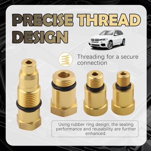 4PCS Compression Tester Automotive Adapter,10mm*1.0/12mm*1.25/18mm*1.5/16mm*1.5 Cylinder Compression Tester Adapter,Versatile Spark Plug Testers Adaper for Gas Engine/Motorcycle