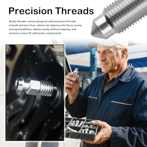 36PCS Brake Bleeder Screw Kit with Dust Cap,Multi-Size SAE & Metric Brake Bleeder Valve Kit Replacement H9403-6 H9410-6 H9406-6 H9402-6 H9407-6,Brakes Bleed Kits with Storage Box - color: Have Cap