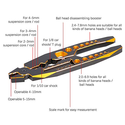 GLOBACT Multi RC Shock Absorber Pliers Tool for 1/10 1/8 Model Car | Fits 1/10 1/8 Slah Arrma Axial Losi Redcat HSP HPI