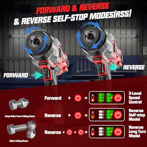 Cordless Impact Wrench 1/2" Compatible with Milwaukee 18V Battery, 1600Ft-lbs(2200N.m) High Torque Impact Gun Heavy Duty, Brushless Electric Power Impact Driver with 4 Speed Modes & LED Work Light - size: 1/2" 2200NM Compatible with Milwaukee