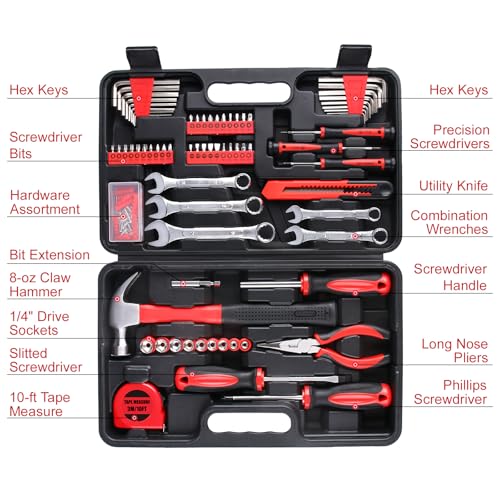 WINNER 175-Piece Multi-Purpose Automotive and Household Tool Kit in Toolbox Storage Case, Perfect for General Home and Auto Repairs, House DIY Project, Garage, Car, Travel Emergency, Father's Day Gift