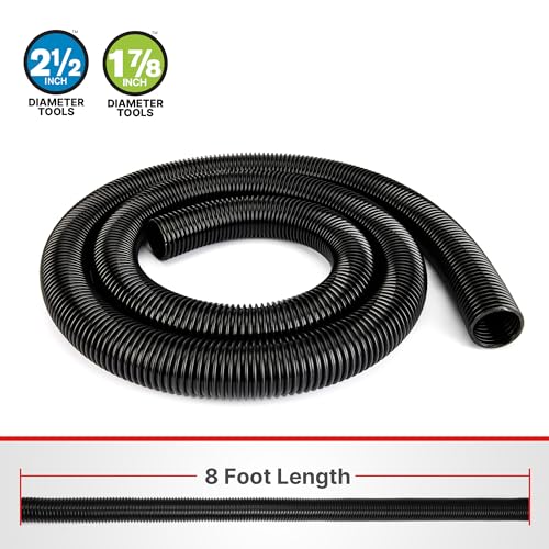 Shop-Vac 8 FT X 1-7/8" Universal Hose, Replacement Hose Compatible with Rigid, Dewalt, Husky, Craftsman, Bauer, Masterforce Vacuum Cleaners - size: 8' X 1-7/8"