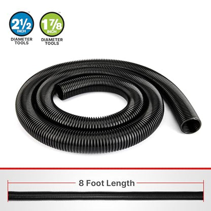 Shop-Vac 8 FT X 1-7/8" Universal Hose, Replacement Hose Compatible with Rigid, Dewalt, Husky, Craftsman, Bauer, Masterforce Vacuum Cleaners - size: 8' X 1-7/8"