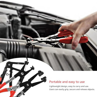 3 Pcs Hose Clamp Pliers Set, Hose Clamp Removal Tool | for Automotive Radiator, with Long Reach Wire Spring Hose Clamp Pliers, Angled Spring Clamp Plier, Flat Band Plier