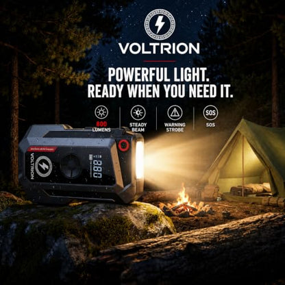 Jump Starter with Air Compressor, 1500A Car Battery Booster 150PSI | 150PSI auto-stop tire inflator, 12000mAh power bank & LED light. Starts 12V gas & diesel, compact cars to semi-trucks