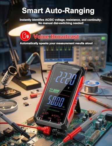 FS899S Smart Digital Multimeter, Automatic True RMS 6000 Counts, USB Rechargeable Voltmeter Ohmmeter with Full-Color LCD, Voice Broadcast & NCV, Volts Amp Ohm Tester for Automotive & Electricians