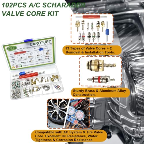 Car A/C Repair Kit for Vehicle Repair, 525 Pcs | Contains O Ring Kit, Valve Core Accessories Kit, Valve Core Cap Kit, Gasket Seal Kit, Fuel Line Disconnect Tool Set