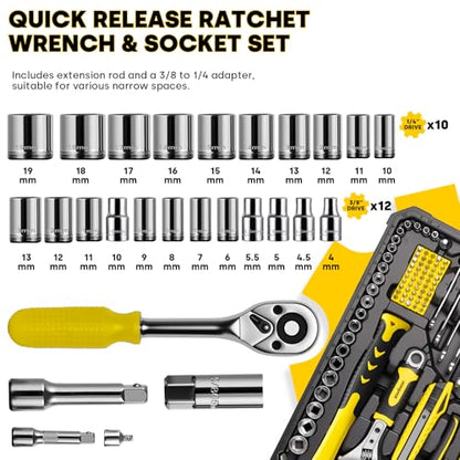 Enventor Home Tool Kit, 220 Piece Hand Tool Kit with Toolbox Storage Case, Basic Household Auto Repair Tool Set for Home Repairs Men Women DIY, Auto Maintenance, General Use, Household Repair Tools - size: Large tool set-220PCS