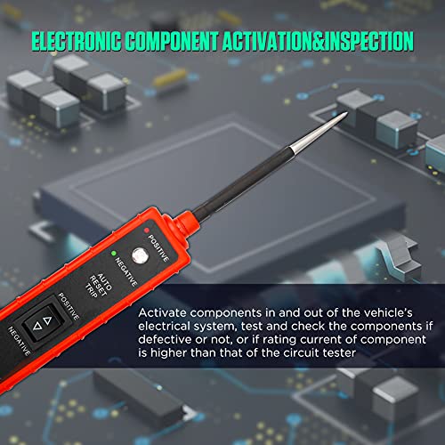 Power Circuit Probe Tester 6V-24V DC Test Light Automotive Circuit Tester 12V Auto Electrical Tester 12 Volt Component Activation, Polarity Identify, with LED Light, 13FT Cable, Overload Protection