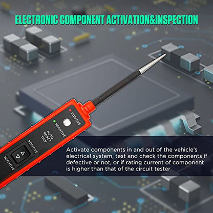 Power Circuit Probe Tester 6V-24V DC Test Light Automotive Circuit Tester 12V Auto Electrical Tester 12 Volt Component Activation, Polarity Identify, with LED Light, 13FT Cable, Overload Protection