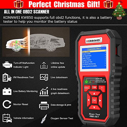 KONNWEI KW850 Professional OBD2 Scanner Auto Code Reader Diagnostic Check Engine Light Scan Tool for OBD II Cars After 1996(Original)