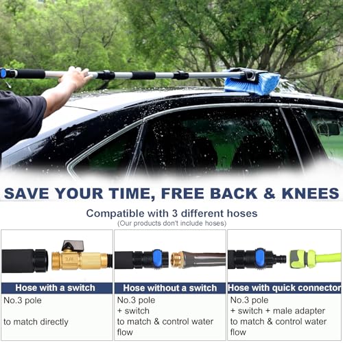 Car Wash Brush with Long Handle for Car Truck Boat RV SUV Washing (Blue, 54") - color: Blue, size: 54"