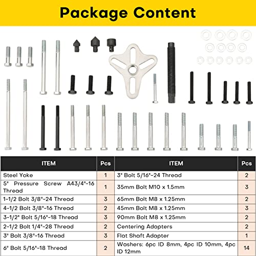 46PCS Harmonic Balancer Puller Set | Power Steering Pulley Puller Installer Tool Set, Flywheel Remover, Crankshaft Pulley Removal, Steering Wheel Pulling Set