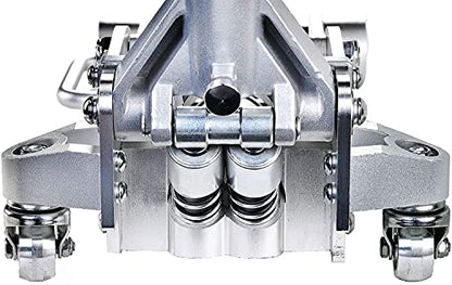 Power Zone 680060 2-Ton Dual Pump Quick Lift Aluminum Hydraulic Racing Jack, Lift Range: 3-1/2” to 16-1/2”, Silver