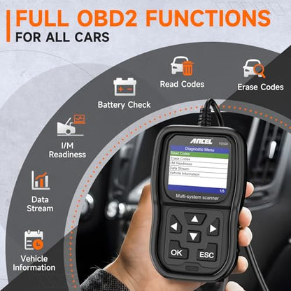 ANCEL FD500 OBD2 Scanner fits for Ford Lincoln Mercury - All Systems Code Reader with Engine, ABS, SRS, Transmission, 4WD Diagnostics - Scan Tool with EPB, Throttle, Oil Reset, Battery Registration - color: Gray