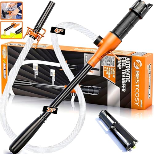 Portable Transfer Pump Battery Operated Electric Siphon Pump for Gas, Fuel, Diesel, Water Transfer 2.4 GPM Flow Oil Extractor, 47 Inches Hose-Easy to Use Hand Fuel Pump, Multi-Use Transfer Pump O-Y - color: Orange-Yellow