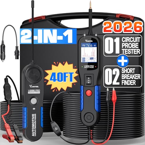 VDIAGTOOL V200 Pro Automotive Circuit Tester, Power Circuit Probe Tester Breaker Finder Tool, 12/24V Electrical Open Short Circuit Finder, Wire Tracer, AC/DC Trailer Relay Fuse Test for 99% Cars