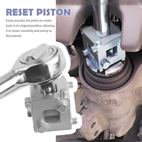 Car Cube Brake Caliper Compression Tool with 3/8" Square Drive,Six-Side-in-One Disc Brake Piston Tool for Adjusting Piston,Multi-Function Steel Disc Rear Brakes Calipers Tools