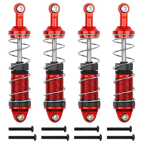 Full Metal Shock Absorber Damper Compatible with MN Model MN128 MN86 MN86K MN86KS G500 1/12 RC Crawler Car (Red) - color: Red