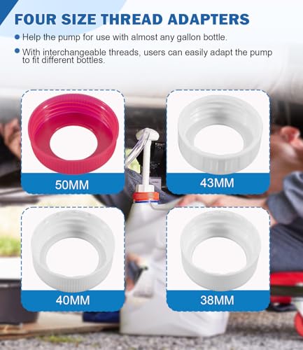 Bonbo Fluid Pump Include 4 Size Thread for Gallon Bottles and Wide Mouth Quart Bottles, Not for Standard Quart Bottles, 30CC/1 Full Ounce Per Pump Stroke