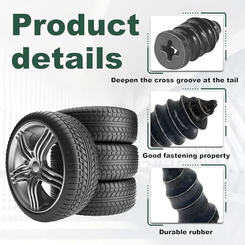 Tire Repair Rubber Nail, Spiral Rubber Nails & Screw Plugs Tire Repair Kit Self-Service Vacuum Tire Puncture Repair Tool for Car, Motorcycle, Truck, Tractor, Jp -Reliable Tire Repair (20Pcs) - size: 20Pcs