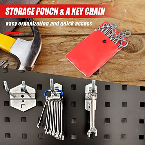 SPEEDWOX Mini Wrench Set Metric SAE Ignition Wrench Sets Open and Box End Wrench Set Small Wrench Set Combination Wrench Sets with Storage Pouches and Key Chains, 4mm-11mm & 5/32"-7/16" - size: 2 set wrench