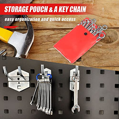 SPEEDWOX Mini Wrench Set Metric SAE Ignition Wrench Sets Open and Box End Wrench Set Small Wrench Set Combination Wrench Sets with Storage Pouches and Key Chains, 4mm-11mm & 5/32"-7/16" - size: 2 set wrench