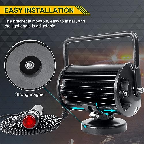 SKYWORLD 2Pcs Portable Magnetic Base Led Work Light Bar, 5 inch 72W Flood Beam, 12V 24V Off Road Driving Lights Fog Lamp for Car Truck 4x4 SUV ATV Tractors Excavator, 6000K White, Led Search Lights - size: 2Pcs 5 Inch 72W Flood