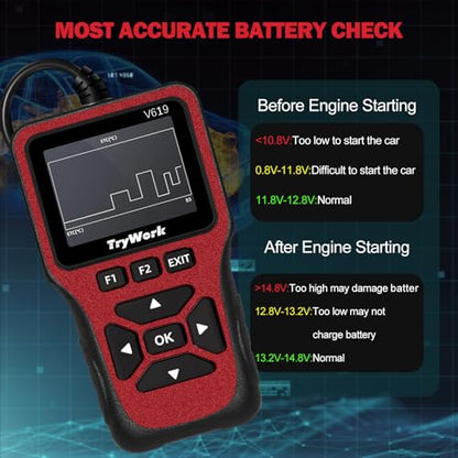 OBD2 Scanner Diagnostic Tool, Check Engine Code Reader with 35901 DTC Lookup, Mode 6 & 8, I/M Readiness for All OBDII Cars Since 1996 (Red) - color: Red