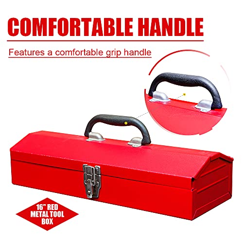 Portable Tool Box, Metal Tool Box, 4 Non-Slip Foot Pads, Ideal for Trailer, Mechanic, DIY-ers, Car Toolbox, Workshops, Garages, Repair Shops,Red - size: 1P-Red