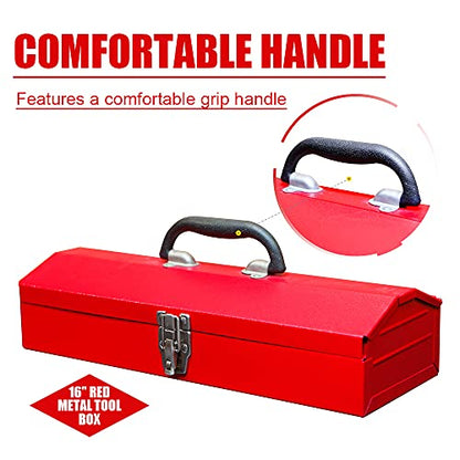 Portable Tool Box, Metal Tool Box, 4 Non-Slip Foot Pads, Ideal for Trailer, Mechanic, DIY-ers, Car Toolbox, Workshops, Garages, Repair Shops,Red - size: 1P-Red