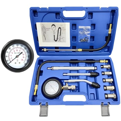 ZKTOOL 11PC(All Vehicles) 300 Psi Engine Cylinder Compression Tester with M10 M12 M14 M16 M18, Automotive Engine Compression Tester Adapter Kit. - size: Standard 300 PSI | 11-Piece Kit