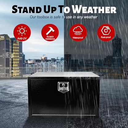 Steel Truck Tool Box,Tongue Box for Storage with Smooth Surface - Black | Steel Underbody Truck Tool Box with T-Handle Lock,Waterproof for Truck, Pickup, RV, Trailer 30" x 18" x 18" Inch - size: 30" x 18" x 18"