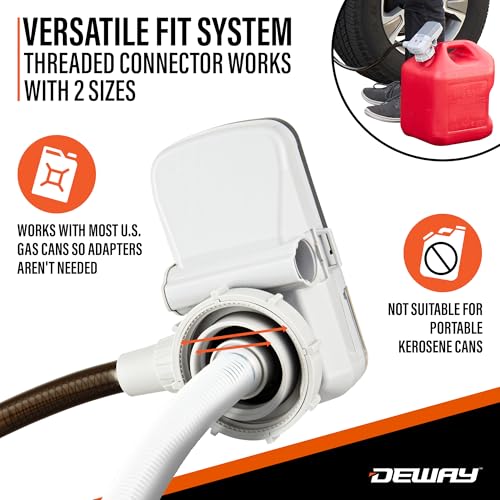 Deway AA Battery Gas Pump Automatic Fuel Transfer with Auto-Stop Nozzle & PVC Hose - 2.2 GPM Siphon Pump for Gasoline, Diesel, Kerosene, Gas Cans, Generators, Lawn Mowers, Boats, ATVs - style: Auto-Stop Nozzle w/ PVC Hose