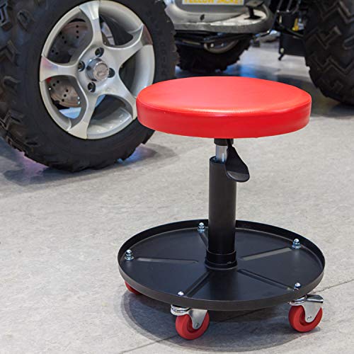 Big RED ATRHL6201R Torin Heavy Duty Rolling Pneumatic Creeper Garage/Shop Seat: Padded Adjustable Mechanic Stool with Tool Tray Storage, Red Large,15.36" D x 15.36" W x 4.73" H - style: 6201