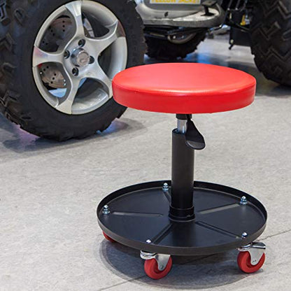 Big RED ATRHL6201R Torin Heavy Duty Rolling Pneumatic Creeper Garage/Shop Seat: Padded Adjustable Mechanic Stool with Tool Tray Storage, Red Large,15.36" D x 15.36" W x 4.73" H - style: 6201