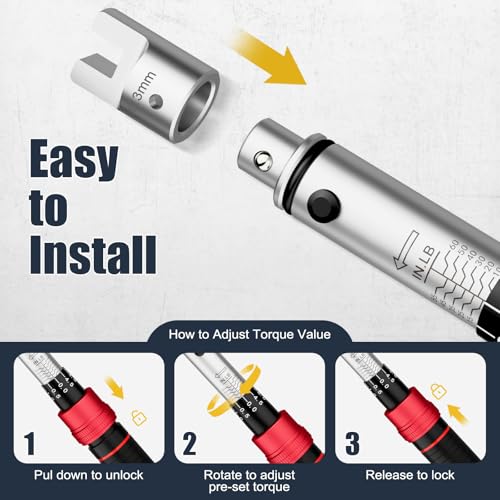 VANPO Spoke Torque Wrench, 10–60 in-lb, for Motorcycle Wheel Maintenance | 1/4" Drive Small Torque Wrench Kit with 9 Spoke Wrench Heads (5.1-6.9mm) & Spline, Spoke Wrench for Mountain, Road Bike - size: Spoke(10-60 in.lb)