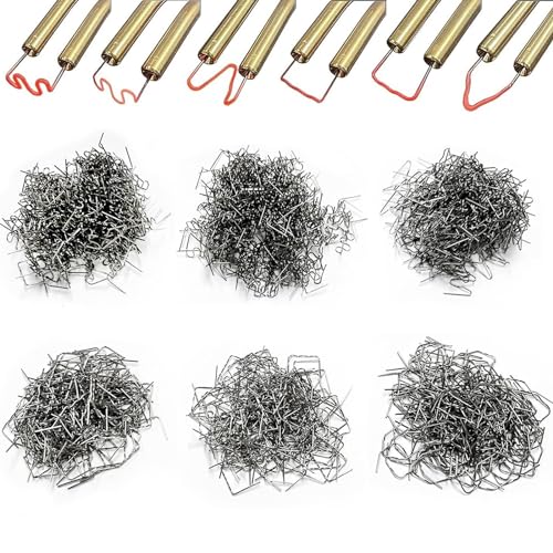 3000PCS Hot Staple Plastic Welder Staples Kit,6 Types Automotive Plastic Repair Welding Staples for All Cars Furniture Toy Maintenance, 0.6 0.8 mm Auto Bumper Repair Welding Rod - color: 3000pcs Staples