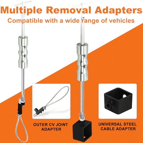 Inner CV Axle Puller Tool with Slide Hammer, 63mm and 48mm CV Joint Fork Adapters, Front Wheel Drive Axle Puller Attachment CV Axle Removal Tool (8pcs Set with Carrying Box)