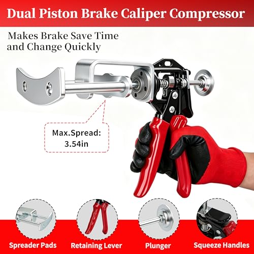 Dual Piston Brake Caliper Compressor, Brake Caliper Compression Tool, Disc Brake Piston Compressor Tool & Brake Pad Spreader for Brake Pad Replacement, Brake Caliper Tool for Most Cars, SUVs & Trucks - size: Dual Brake Pad Spreader