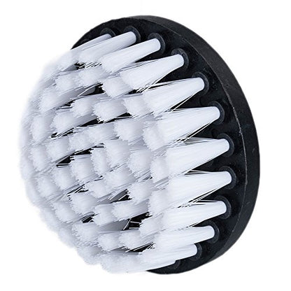 HIFROM Drill Brush - 4 inch Power Drill Attachment Soft Bristle White Quick Change Shaft Scrub Cleaning Brush for Carpet, Upholstery, Leather, Glass (White) - color: White