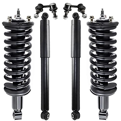Detroit Axle - 4WD Front Struts w/Coil Spring Sway Bars + Rear Shock Absorbers Replacement for 2005-2019 Nissan Frontier 4.0L - 6pc Set - size: 6AQS47311/Shock Kit