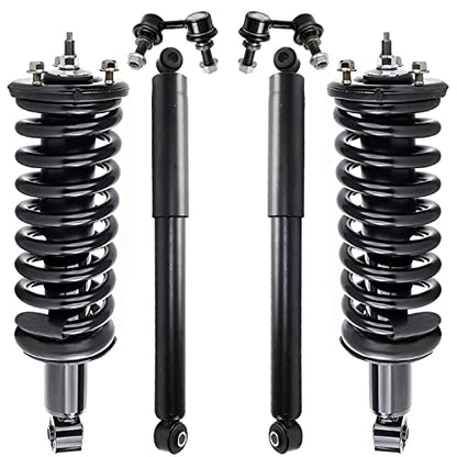 Detroit Axle - 4WD Front Struts w/Coil Spring Sway Bars + Rear Shock Absorbers Replacement for 2005-2019 Nissan Frontier 4.0L - 6pc Set - size: 6AQS47311/Shock Kit