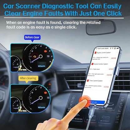 Wireless Bluetooth OBD2 Scanner, Auto Code Reader with Check Engine Light Reset, Live Data & I/M Readiness, USB Car Diagnostic Tool for iOS Android, Free YMOBD App, Compatible with Torque AlfaOBD