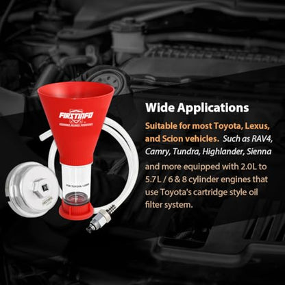 FIRSTINFO 64.5mm Oil Filter Wrench, Engine Oil Funnel, Oil Drain Hose | for Toyota & Lexus, Easy Oil Change Tool, F3545TN - style: Drain Tool Set + Funnel