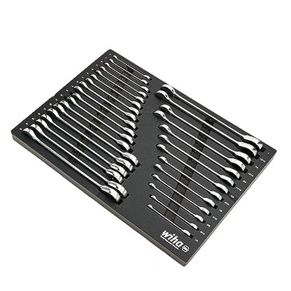 Wiha 30392 31-Piece Ratcheting Wrench Set – SAE & Metric, 12-Point Box and Open Ends, Full Drawer Tray