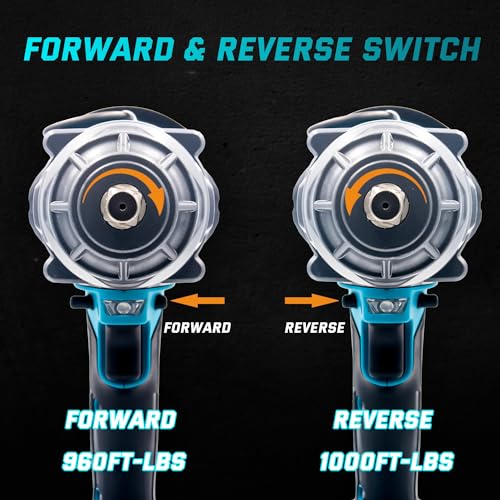 Upgrade 1300N.m/1000Ft-lbs Cordless Impact Wrench, 2x 5.0AH Battery, 1/2 Inch Electric Impact Gun, Fast Charger, Power Impact Wrench for Truck RV Heavy-duty with 5 Sockets(17mm,19mm,21mm,24mm,32mm) - style: 1300N.m/1000Ft-lbs