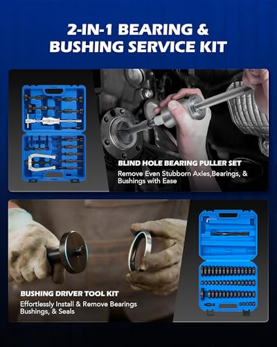 Orion Motor Tech 2 in 1 Blind Hole Bearing Puller & Bushing Press Kit, Complete Bearing & Bushing Service Kit with Bearing Race and Seal Puller, Bushing Driver Tools, Wheel Bearing Removal Tool Set